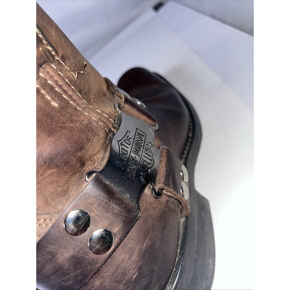 VNT Harley Davidson Harness Riding Boots Genuine Leather Square Toe Ankle Sz 9 - Picture 12 of 13
